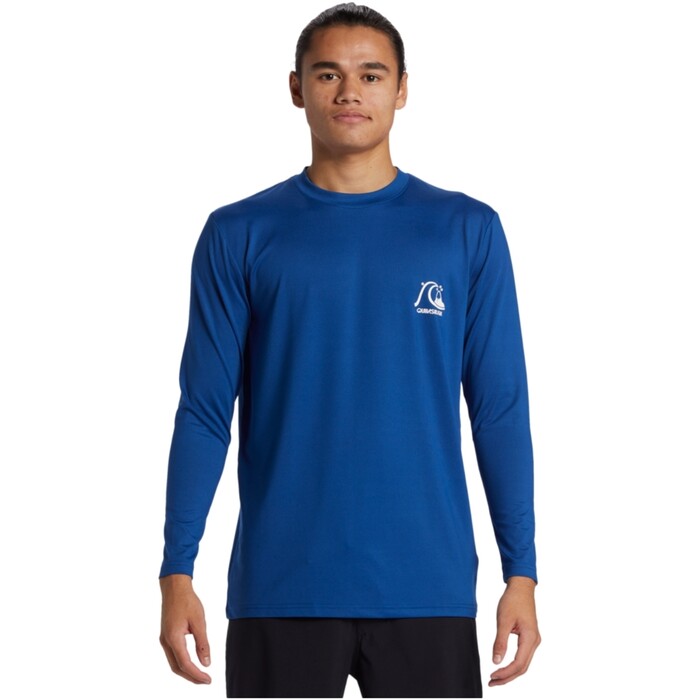 2024 Quiksilver Mens DNA Bubble Logo Long Sleeve Surf Tee AQYWR03189 - Monaco Blue